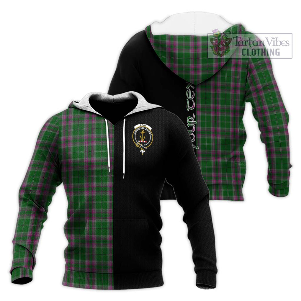 Gray Hunting Tartan Knitted Hoodie with Family Crest and Half Of Me Style Unisex Knitted Pullover Hoodie - Tartanvibesclothing Shop