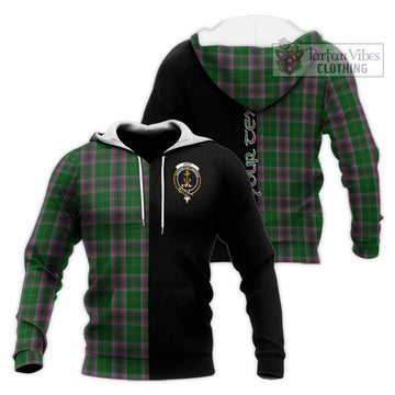 Gray Hunting Tartan Knitted Hoodie with Family Crest and Half Of Me Style