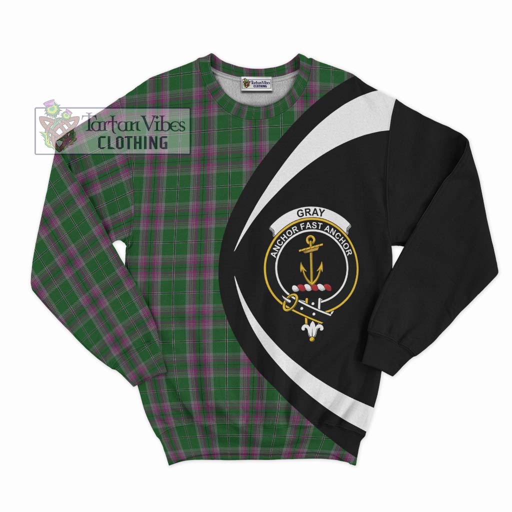 Gray Hunting Tartan Sweatshirt with Family Crest Circle Style Unisex - Tartan Vibes Clothing