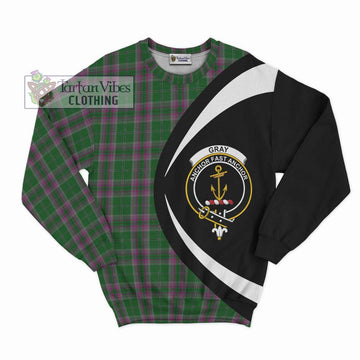 Gray Hunting Tartan Sweatshirt with Family Crest Circle Style