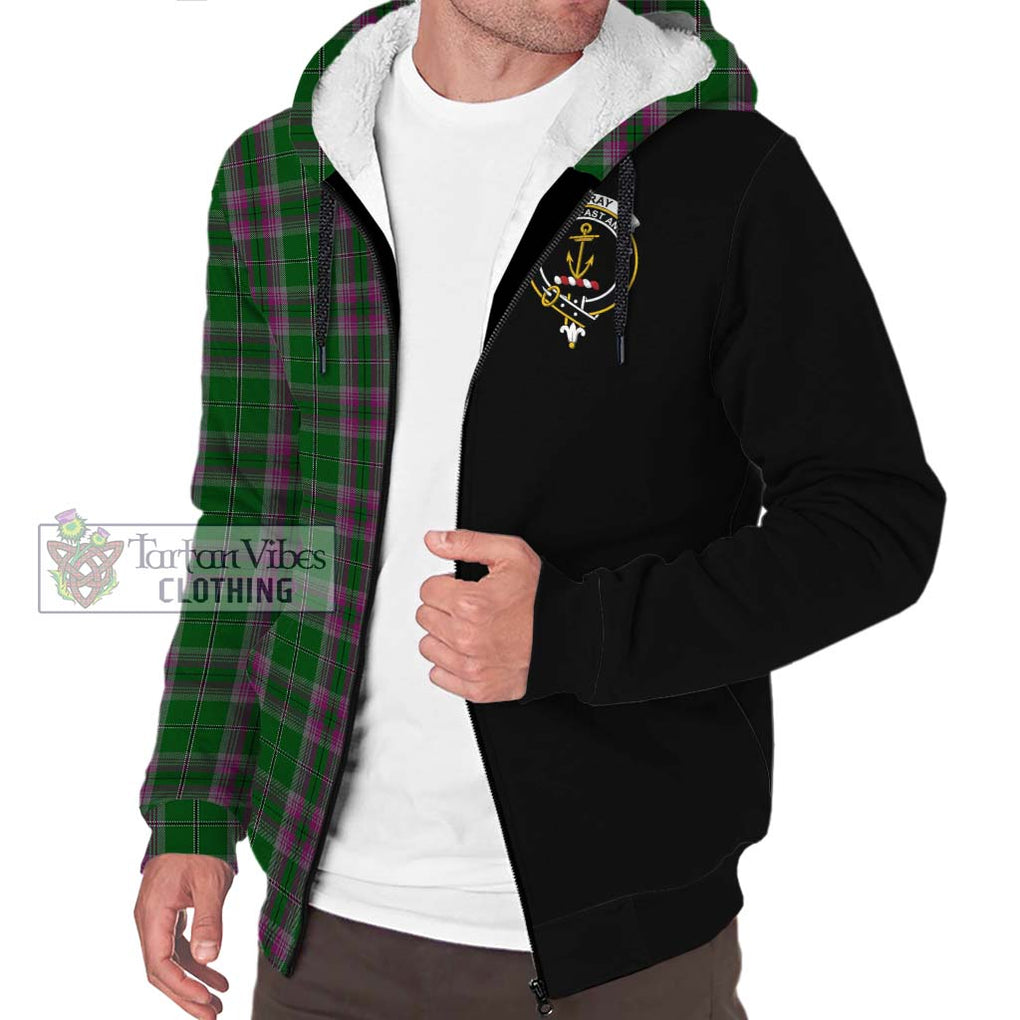 Gray Hunting Tartan Sherpa Hoodie with Family Crest and Half Of Me Style Unisex S - Tartanvibesclothing Shop