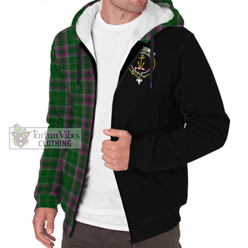 Gray Hunting Tartan Sherpa Hoodie with Family Crest and Half Of Me Style