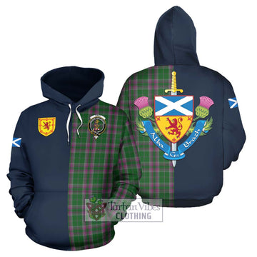 Gray Hunting Tartan Hoodie with Scottish Lion Royal Arm Half Style