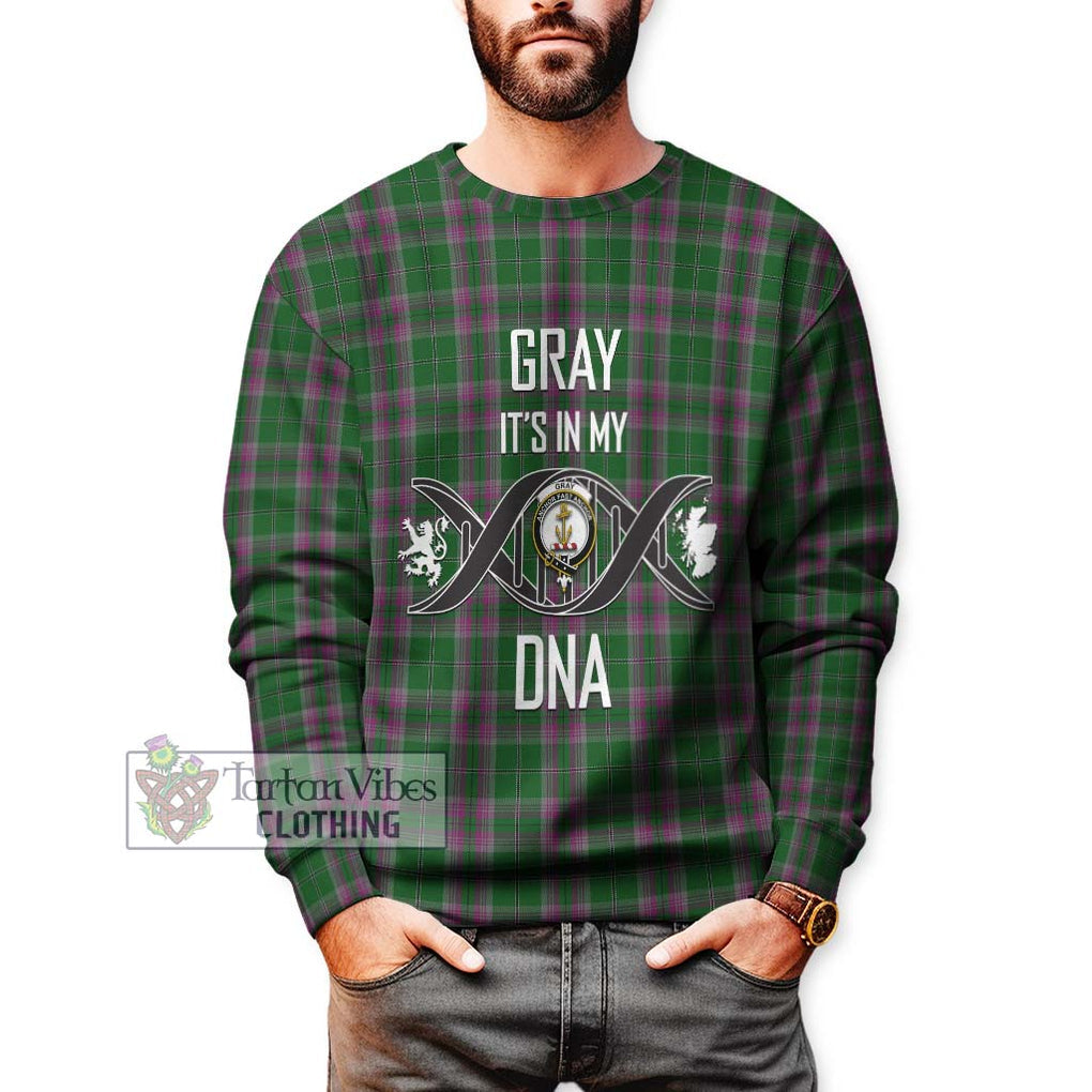 Gray Hunting Tartan Sweatshirt with Family Crest DNA In Me Style Unisex - Tartanvibesclothing Shop