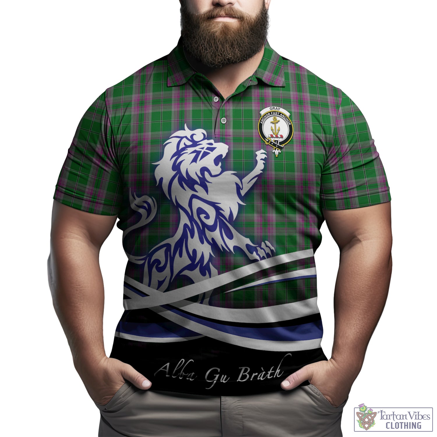 gray-hunting-tartan-polo-shirt-with-alba-gu-brath-regal-lion-emblem