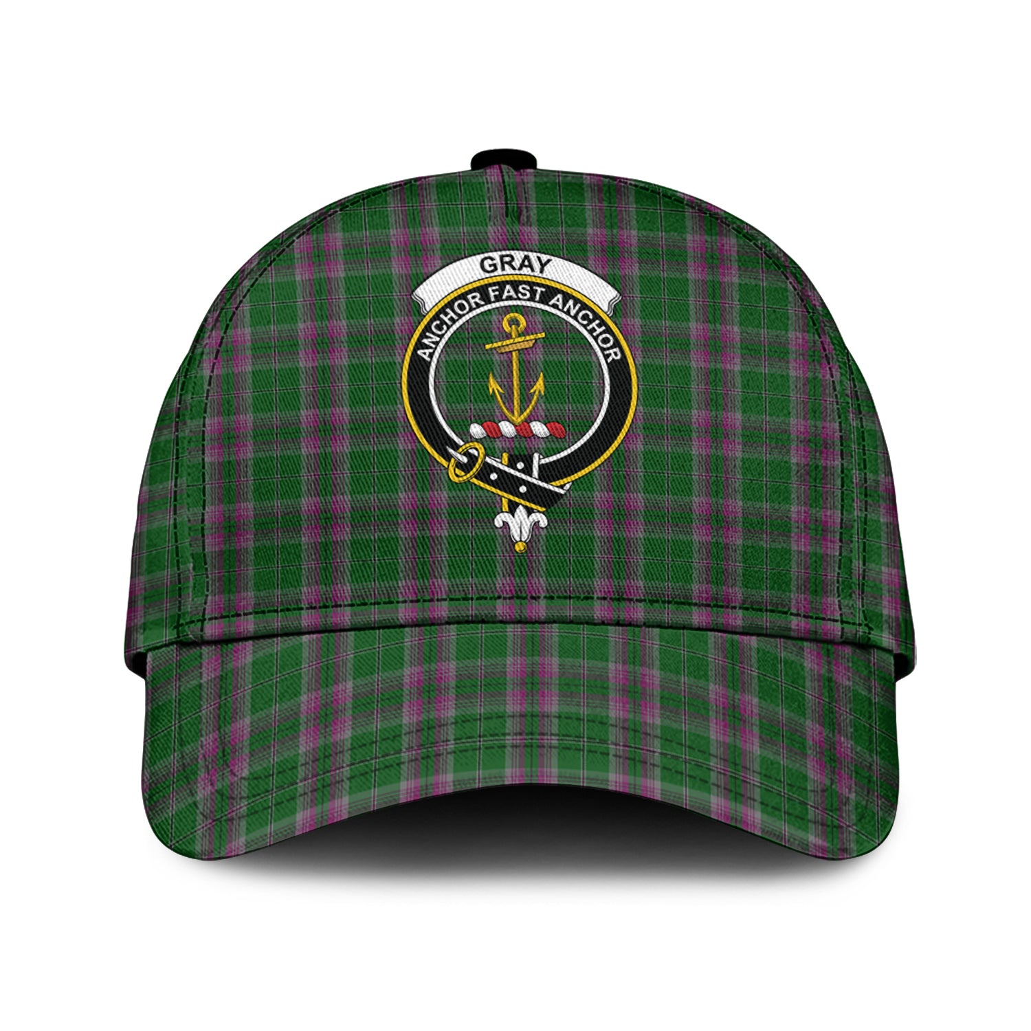 Gray Hunting Tartan Classic Cap with Family Crest Classic Cap Universal Fit - Tartan Vibes Clothing