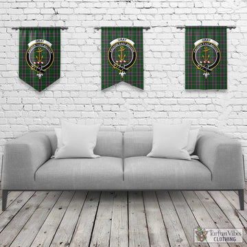 Gray Hunting Tartan Gonfalon, Tartan Banner with Family Crest