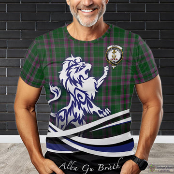 Gray Hunting Tartan T-Shirt with Alba Gu Brath Regal Lion Emblem