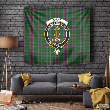 Gray Hunting Tartan Tapestry Wall Hanging and Home Decor for Room with Family Crest