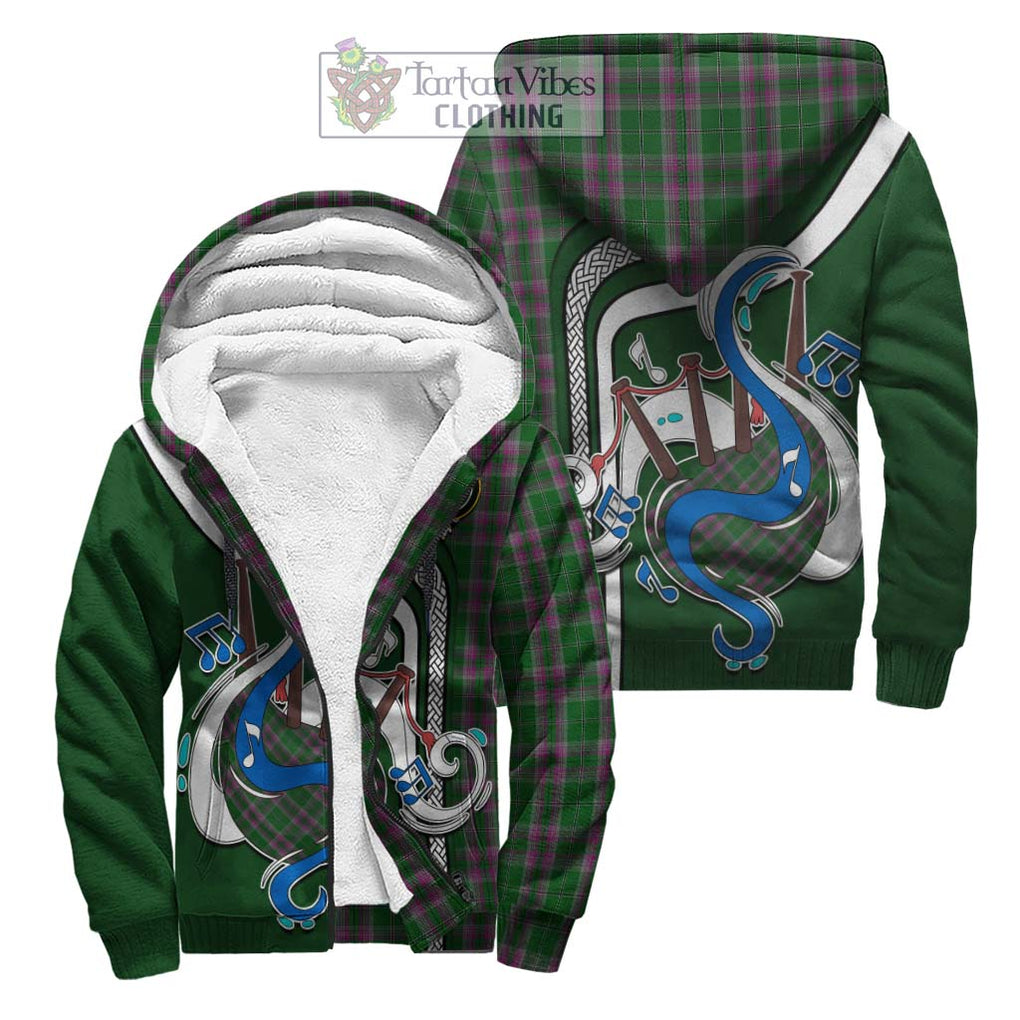 Gray Hunting Tartan Sherpa Hoodie with Epic Bagpipe Style Unisex S - Tartanvibesclothing Shop