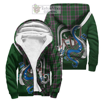 Gray Hunting Tartan Sherpa Hoodie with Epic Bagpipe Style