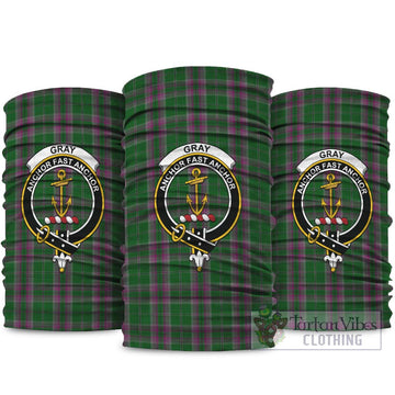 Gray Hunting Tartan Neck Gaiters, Tartan Bandanas, Tartan Head Band with Family Crest