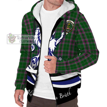 Gray Hunting Tartan Sherpa Hoodie with Alba Gu Brath Regal Lion Emblem