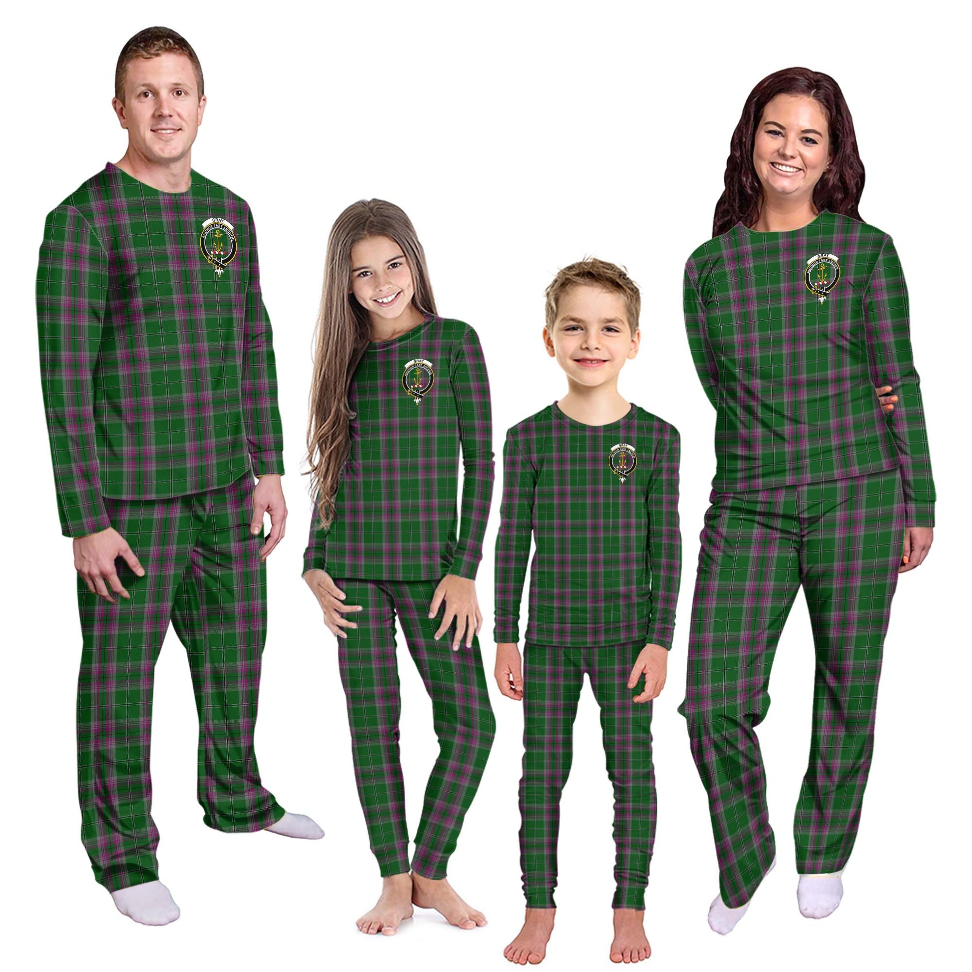 Gray Hunting Tartan Pajamas Family Set with Family Crest Kid - Tartan Vibes Clothing