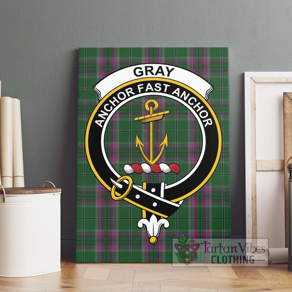 Gray Hunting Tartan Canvas Print Wall Art with Family Crest Without Frame - Tartan Vibes Clothing