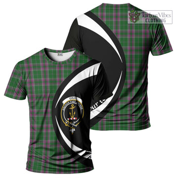 Gray Hunting Tartan T-Shirt with Family Crest Circle Style