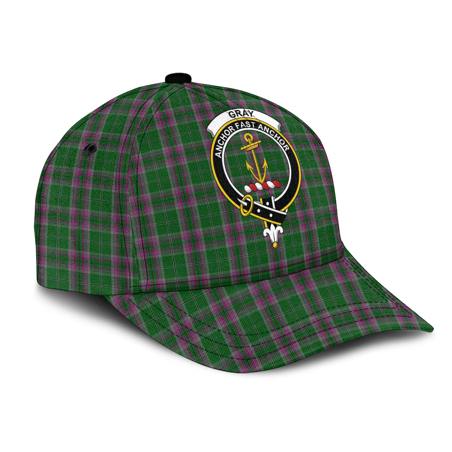 Gray Hunting Tartan Classic Cap with Family Crest - Tartan Vibes Clothing