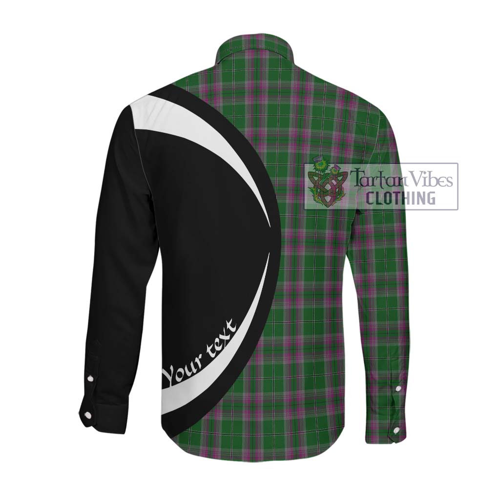 Gray Hunting Tartan Long Sleeve Button Up with Family Crest Circle Style Men's Shirt - Tartan Vibes Clothing