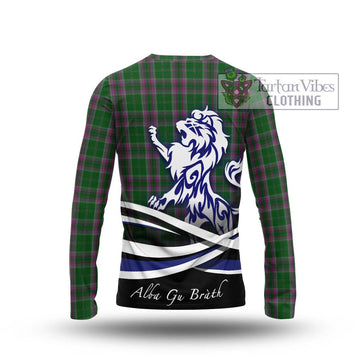 Gray Hunting Tartan Long Sleeve T-Shirt with Alba Gu Brath Regal Lion Emblem