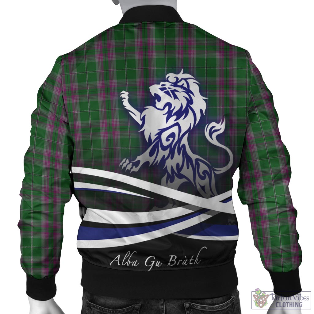 Tartan Vibes Clothing Gray Hunting Tartan Bomber Jacket with Alba Gu Brath Regal Lion Emblem