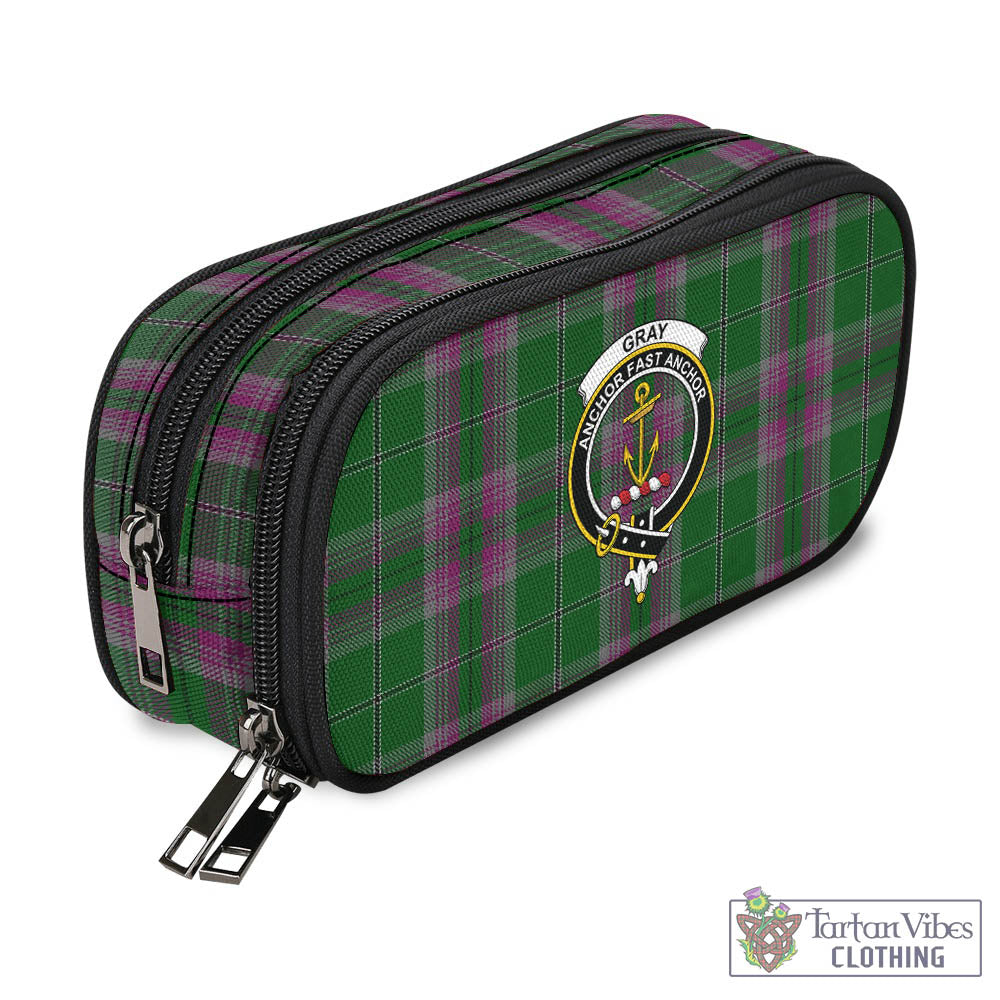 Tartan Vibes Clothing Gray Hunting Tartan Pen and Pencil Case with Family Crest