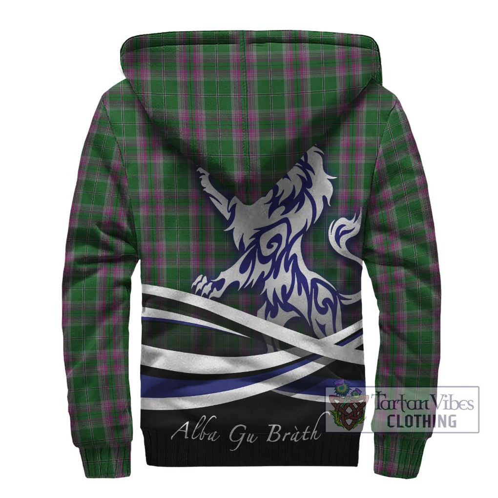 Gray Hunting Tartan Sherpa Hoodie with Alba Gu Brath Regal Lion Emblem - Tartanvibesclothing Shop