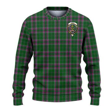 Gray Hunting Tartan Ugly Sweater with Family Crest