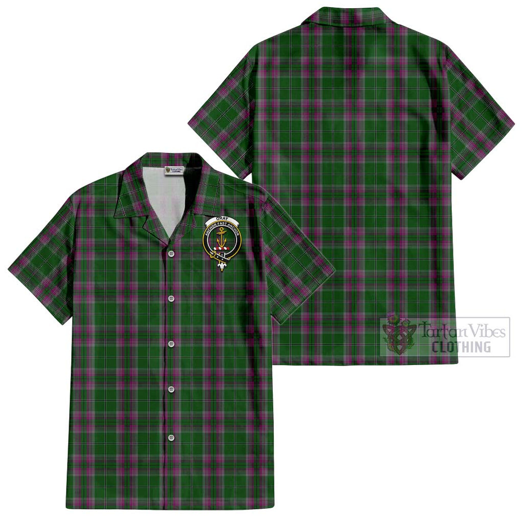 Gray Hunting Tartan Cotton Hawaiian Shirt with Family Crest Kid - Tartan Vibes Clothing