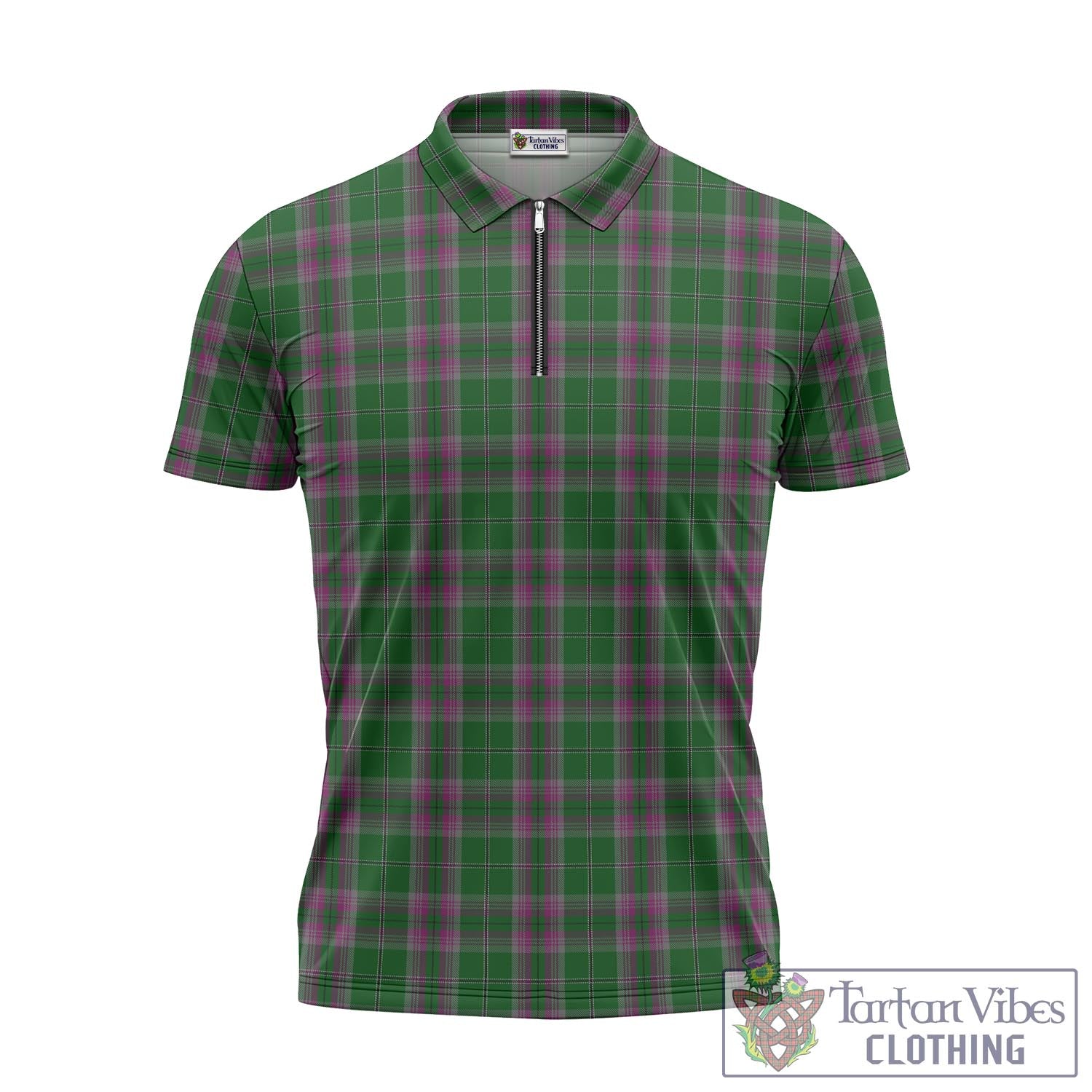 Tartan Vibes Clothing Gray Hunting Tartan Zipper Polo Shirt