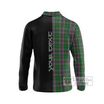 Gray Hunting Tartan Long Sleeve Polo Shirt with Family Crest and Half Of Me Style