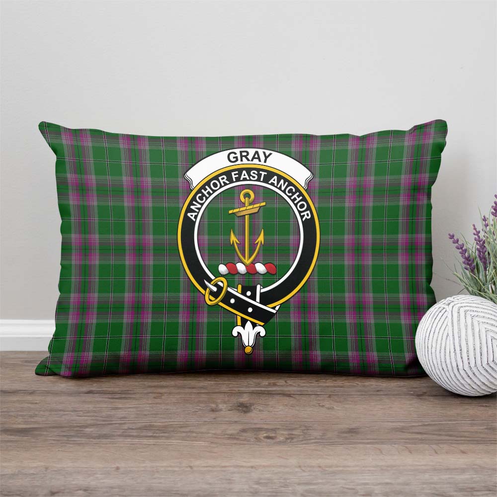 Gray Hunting Tartan Pillow Cover with Family Crest Rectangle Pillow Cover - Tartanvibesclothing