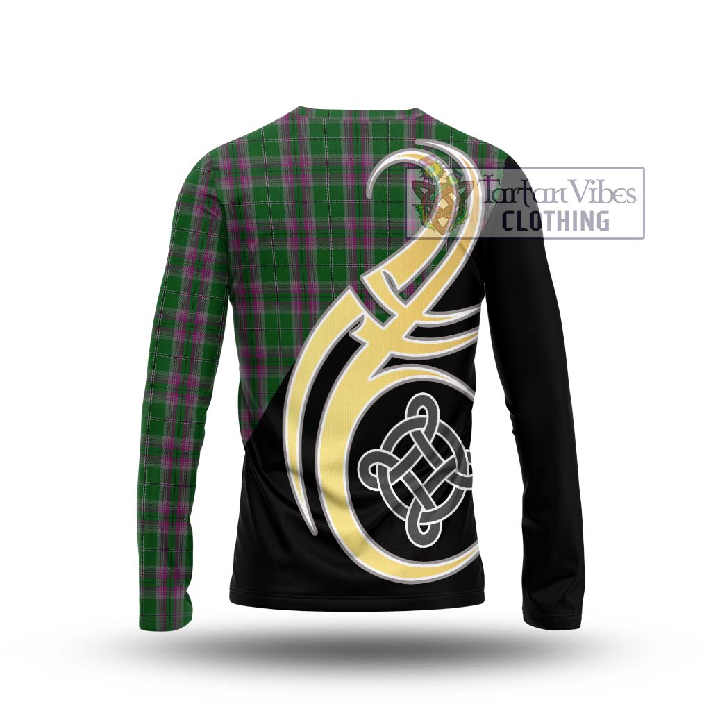 Gray Hunting Tartan Long Sleeve T-Shirt with Family Crest and Celtic Symbol Style - Tartan Vibes Clothing