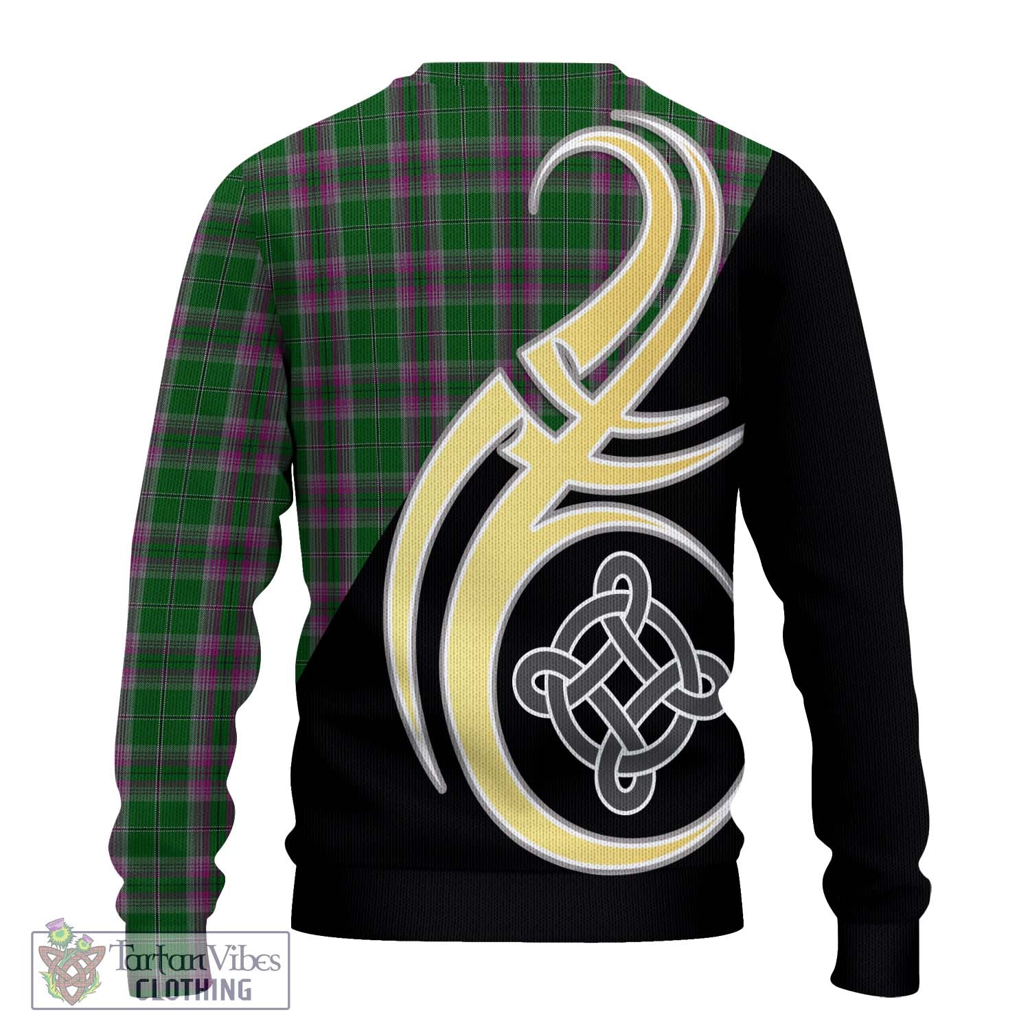 Gray Hunting Tartan Knitted Sweater with Family Crest and Celtic Symbol Style - Tartan Vibes Clothing