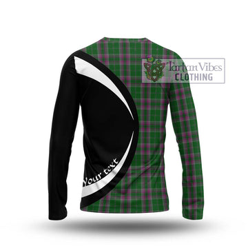 Gray Hunting Tartan Long Sleeve T-Shirt with Family Crest Circle Style