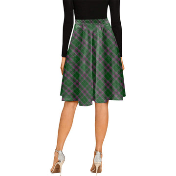 Gray Hunting Tartan Melete Pleated Midi Skirt