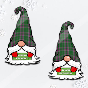 Gray Hunting Gnome Christmas Ornament with His Tartan Christmas Hat