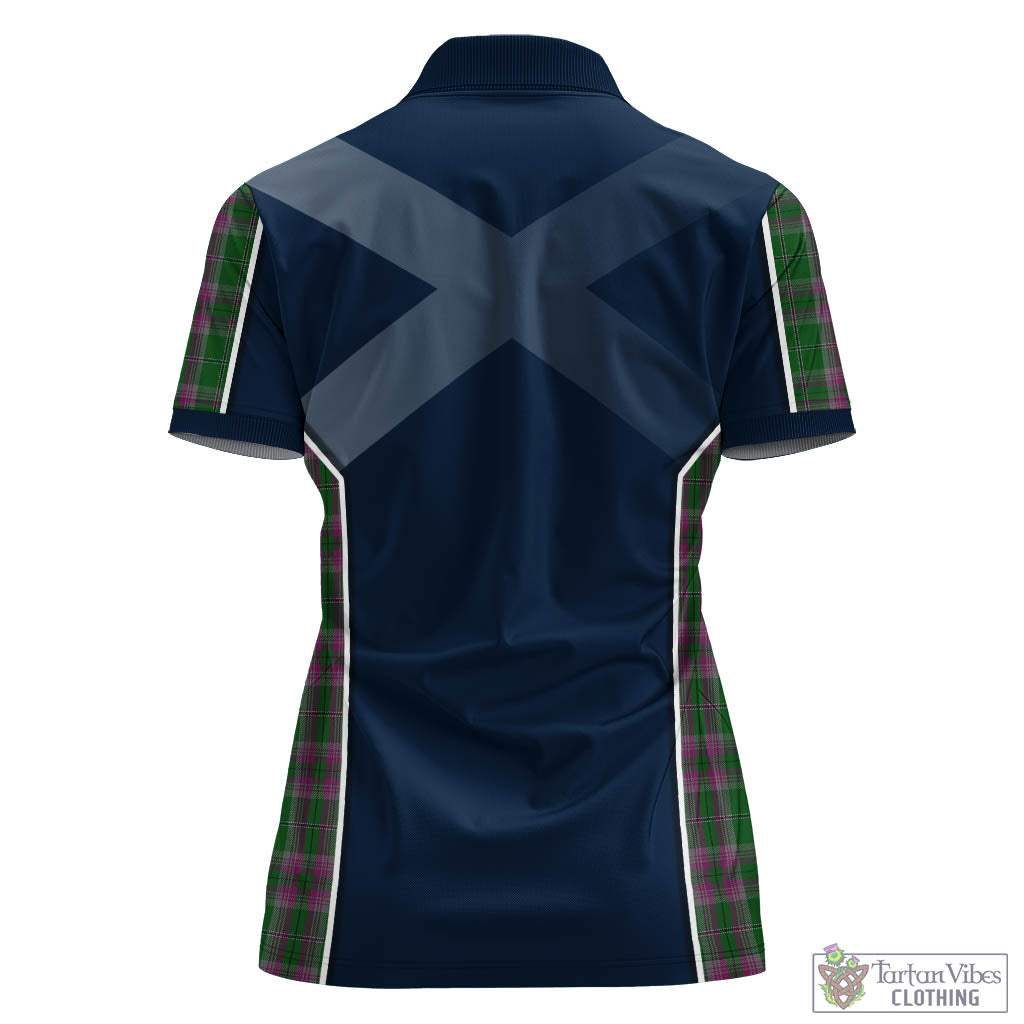 Tartan Vibes Clothing Gray Hunting Tartan Women's Polo Shirt with Family Crest and Scottish Thistle Vibes Sport Style