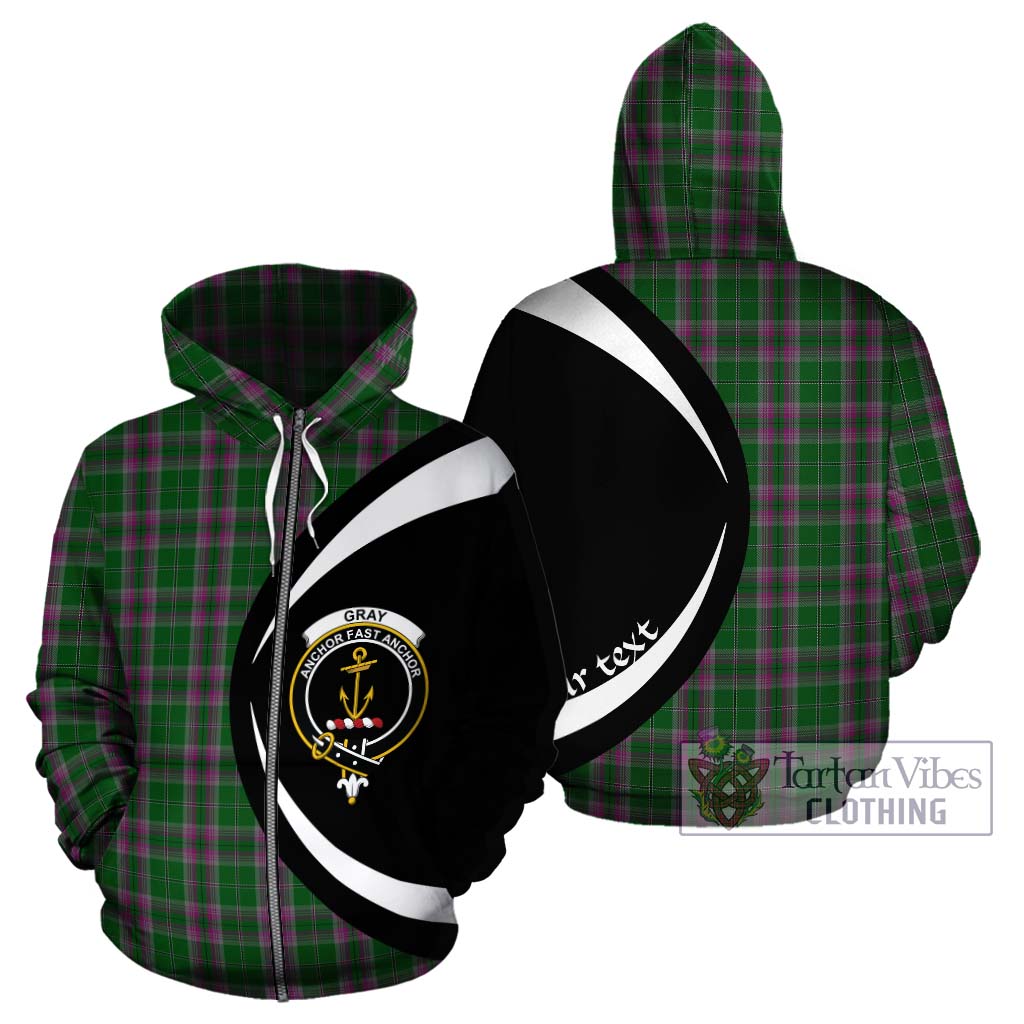 Tartan Vibes Clothing Gray Hunting Tartan Hoodie with Family Crest Circle Style