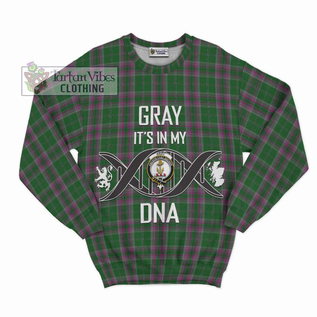 Gray Hunting Tartan Sweatshirt with Family Crest DNA In Me Style - Tartanvibesclothing Shop