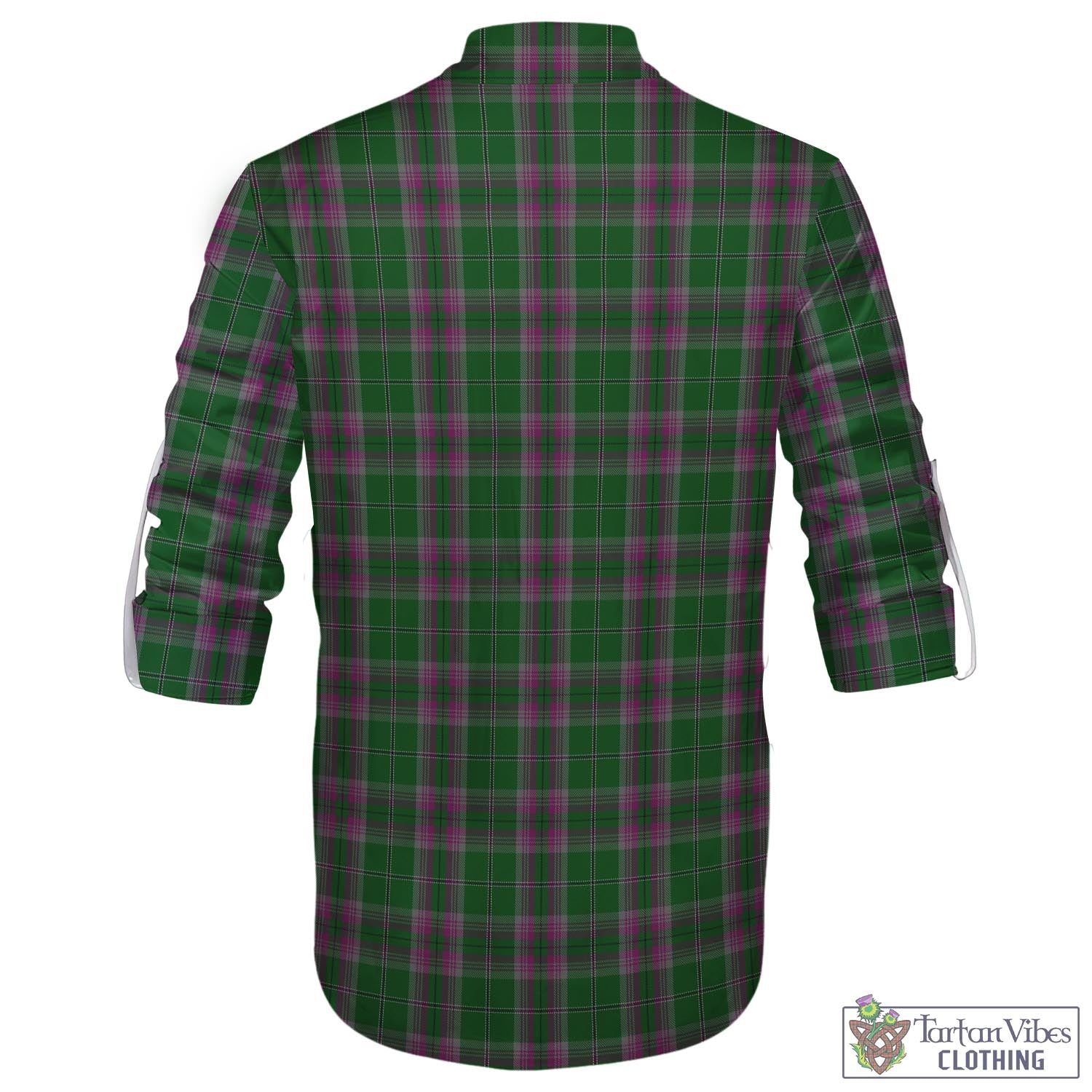 Tartan Vibes Clothing Gray Hunting Tartan Men's Scottish Traditional Jacobite Ghillie Kilt Shirt with Family Crest