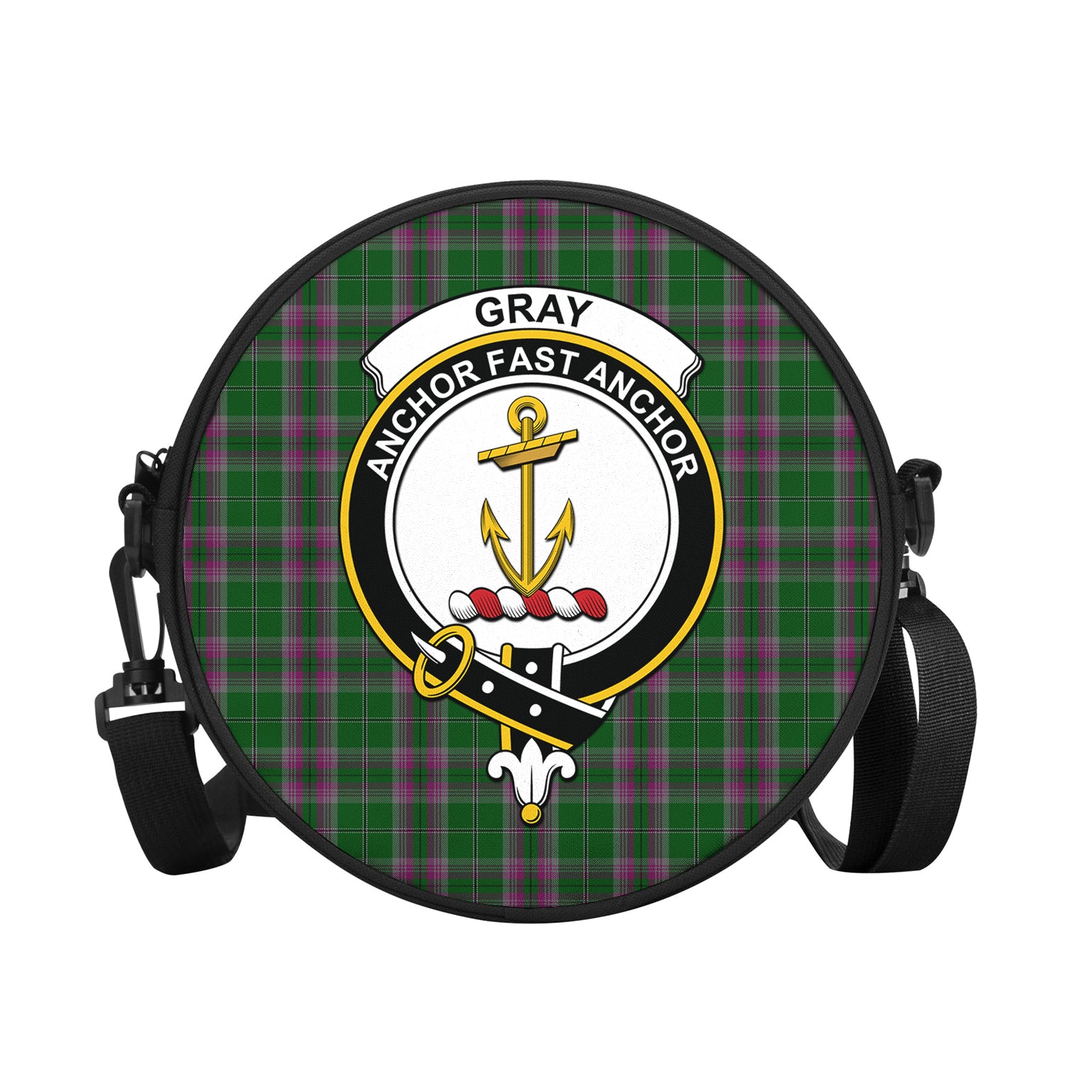 gray-hunting-tartan-round-satchel-bags-with-family-crest