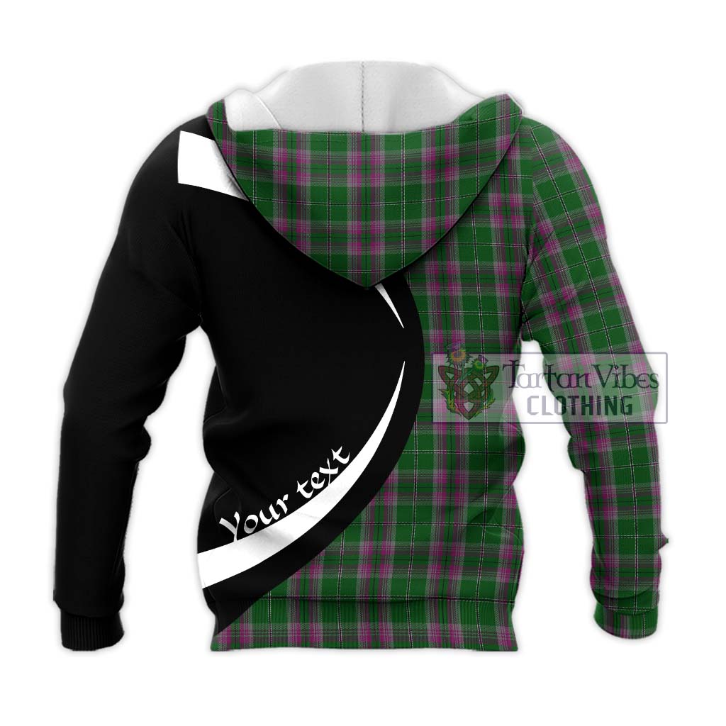 Gray Hunting Tartan Knitted Hoodie with Family Crest Circle Style - Tartan Vibes Clothing