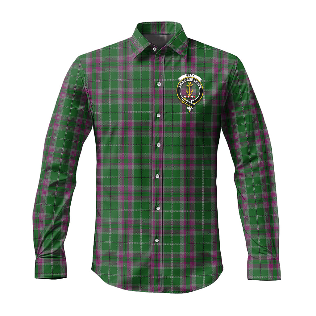 gray-hunting-tartan-long-sleeve-button-up-shirt-with-family-crest