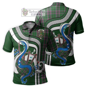 Gray Hunting Tartan Polo Shirt with Epic Bagpipe Style