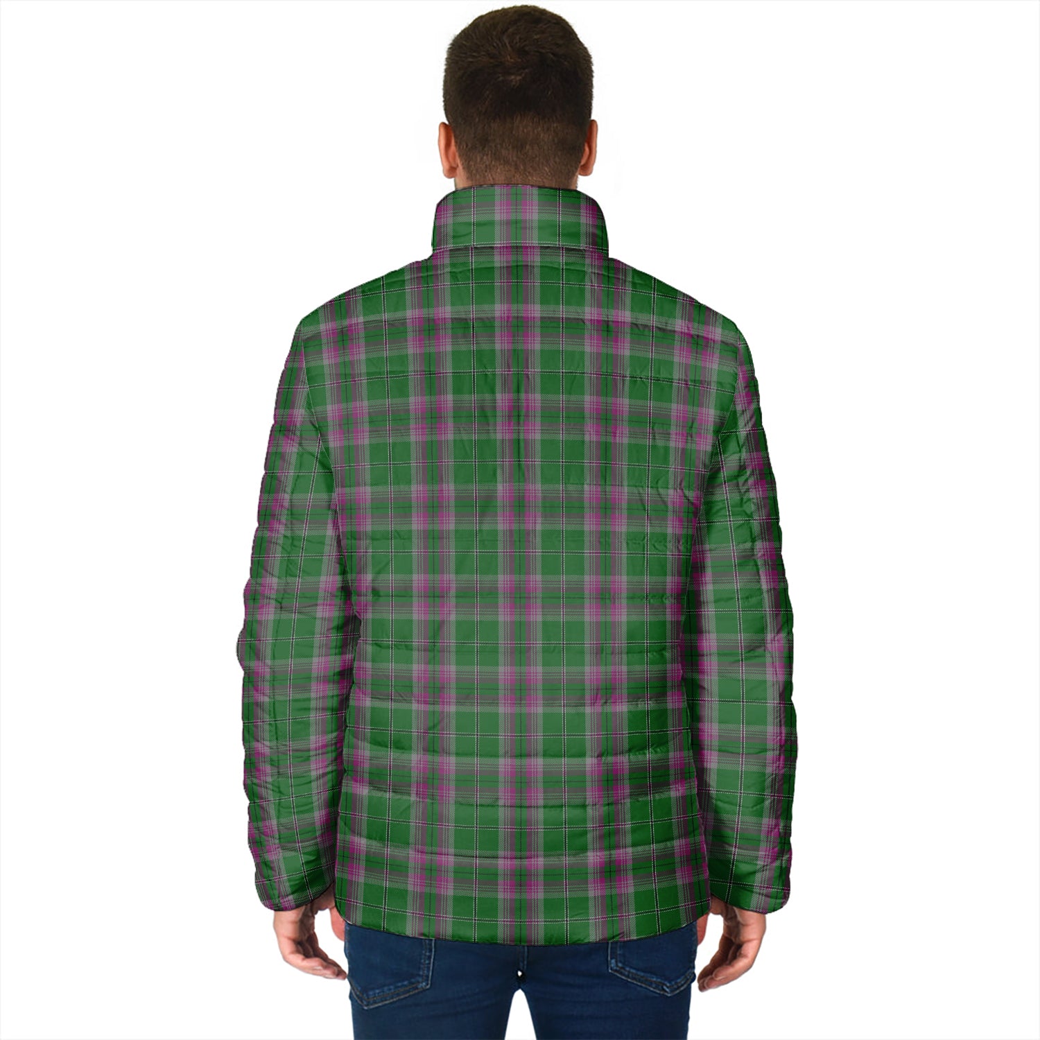 Gray Hunting Tartan Padded Jacket with Family Crest - Tartan Vibes Clothing