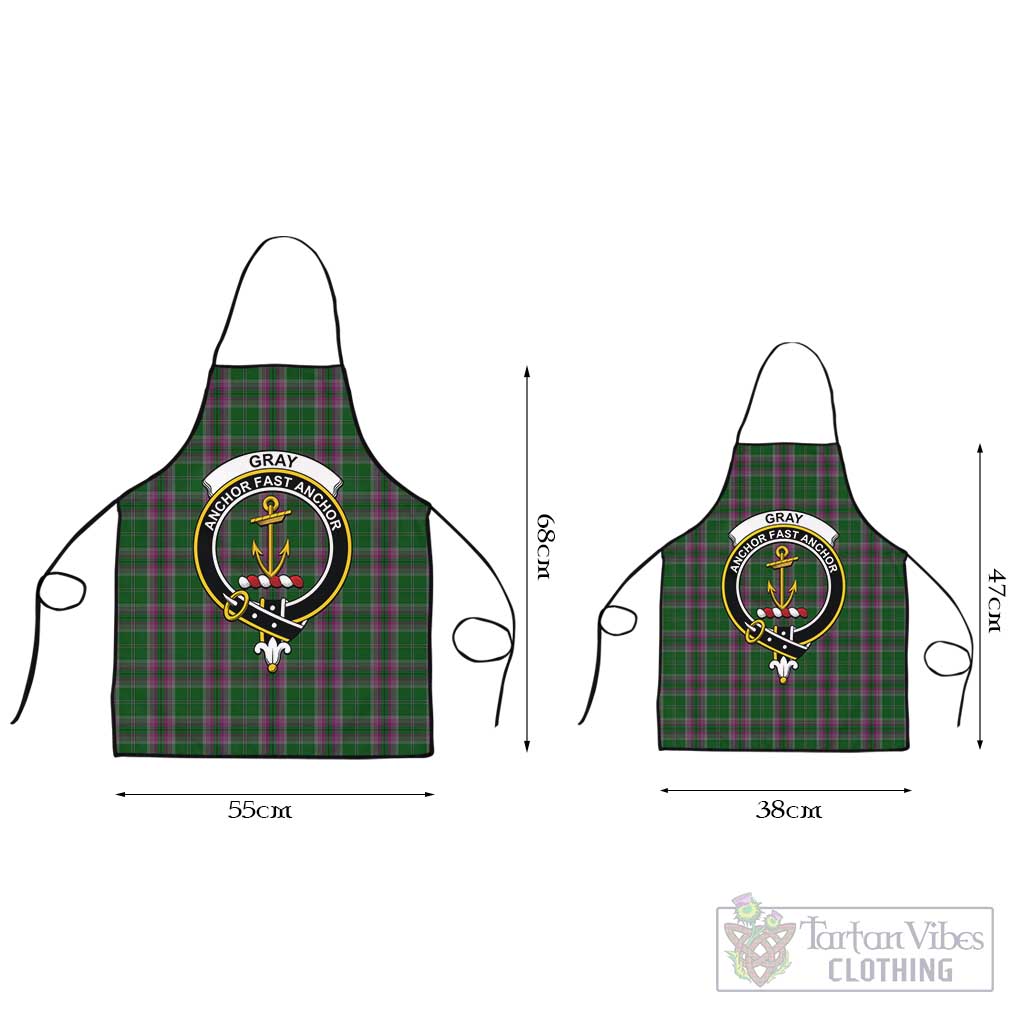 Gray Hunting Tartan Apron with Family Crest Black L 55x68 cm - Tartan Vibes Clothing