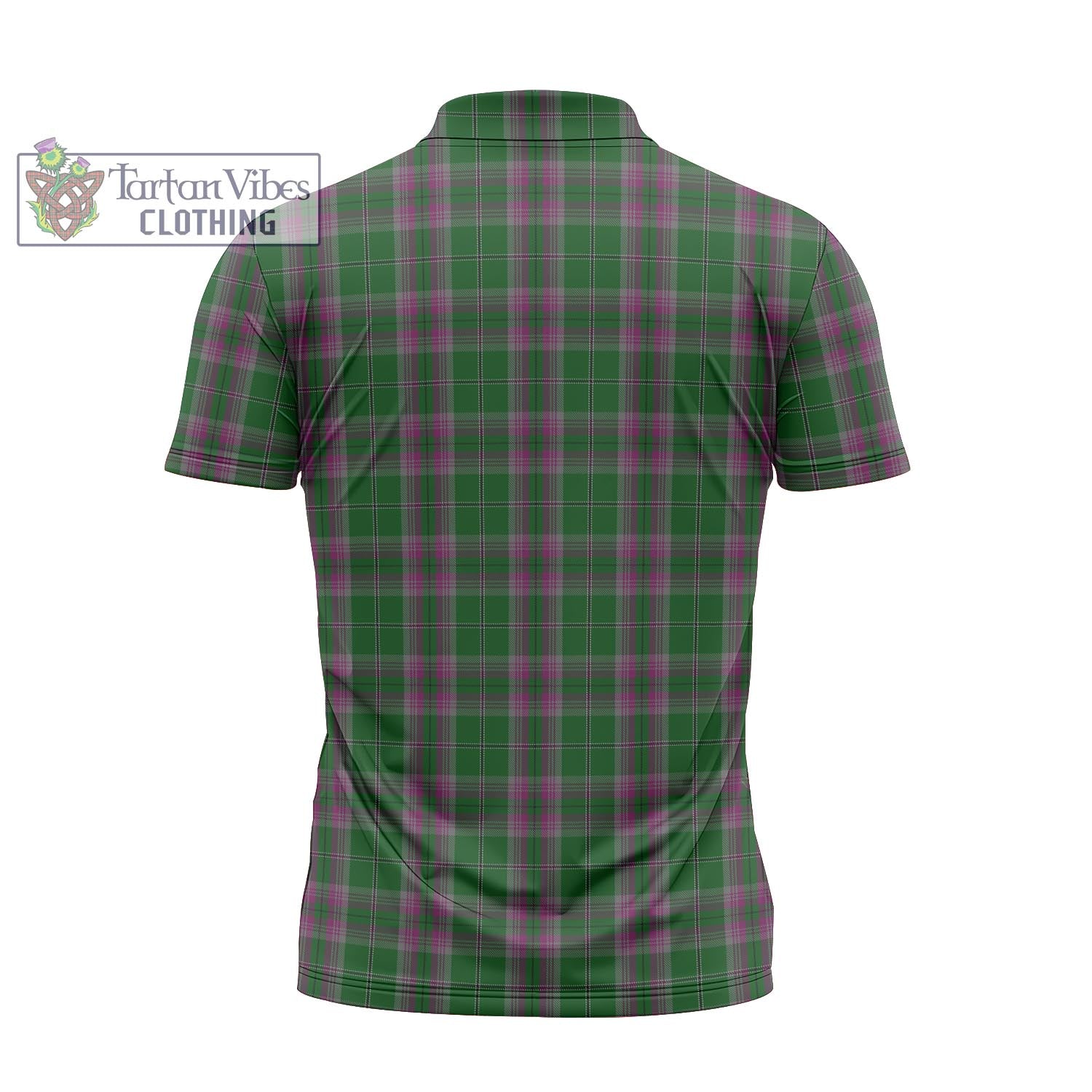 Tartan Vibes Clothing Gray Hunting Tartan Zipper Polo Shirt with Family Crest