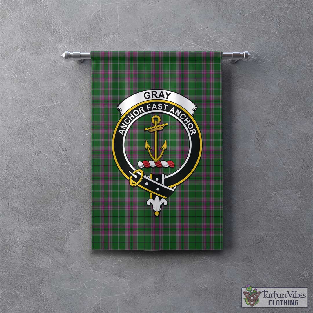 Tartan Vibes Clothing Gray Hunting Tartan Gonfalon, Tartan Banner with Family Crest