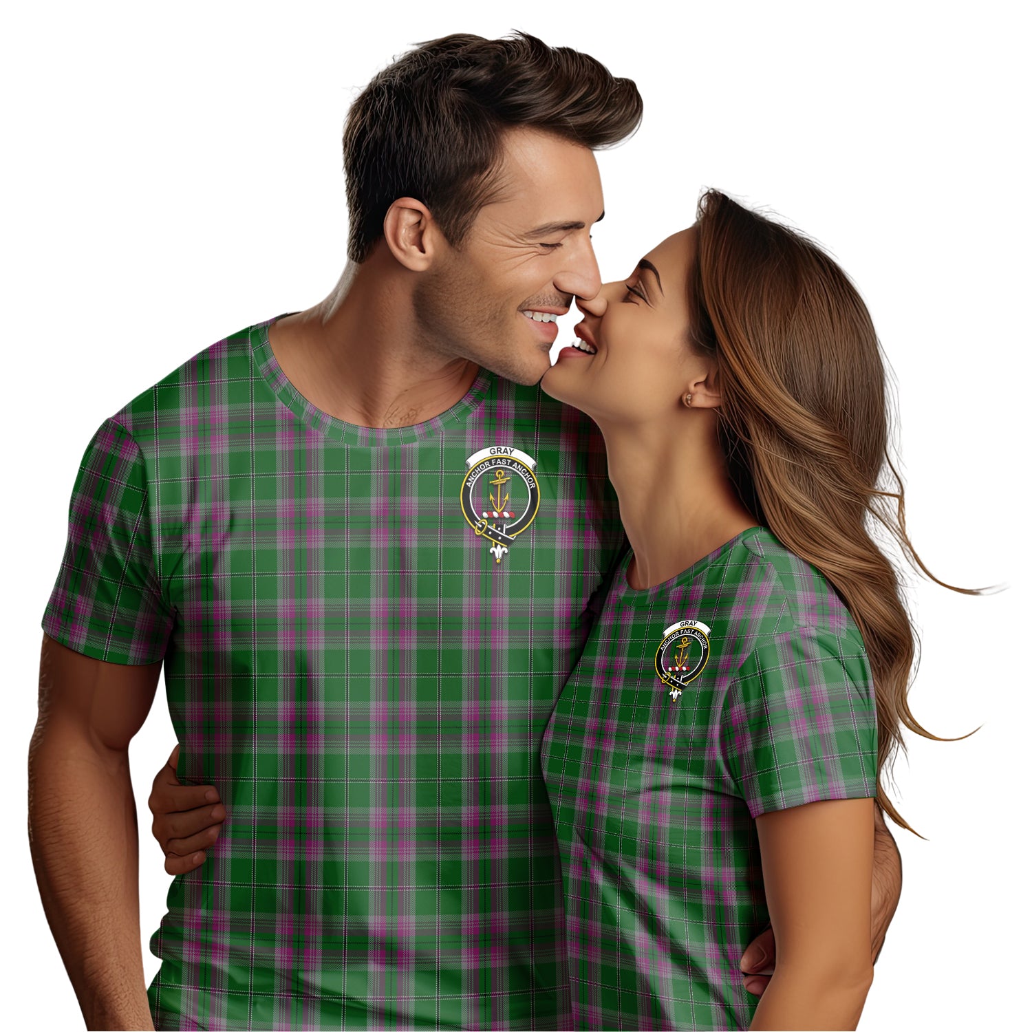 Gray Hunting Tartan T-Shirt with Family Crest - Tartan Vibes Clothing