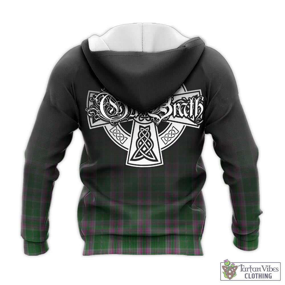 Tartan Vibes Clothing Gray Hunting Tartan Knitted Hoodie Featuring Alba Gu Brath Family Crest Celtic Inspired